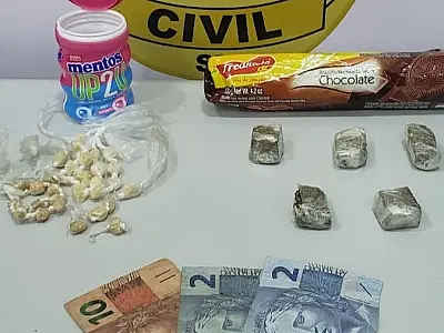 Polícia encontra doces "recheados" com drogas e prende suspeito em Praia Grande