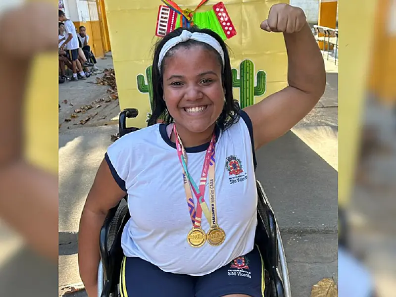 Estudante da rede municipal de São Vicente conquista 2 ouros no Meeting Paralímpico Loterias Caixa