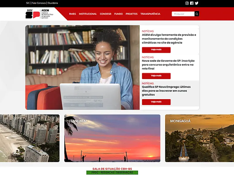 Site da AGEM da Baixada Santista disponibiliza alertas para ressacas, alagamentos e chuvas intensas