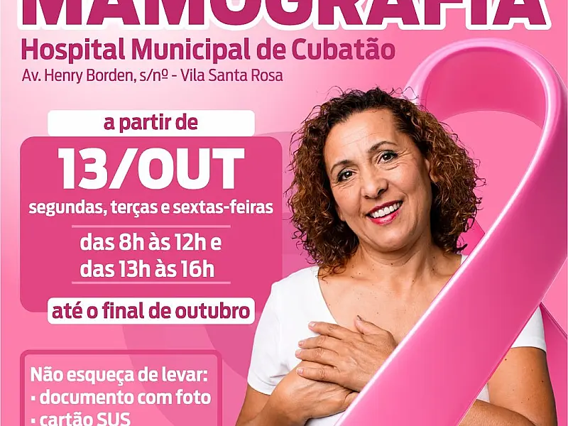 Outubro Rosa: Hospital Municipal de Cubatão realiza mutirão de mamografias a partir desta segunda