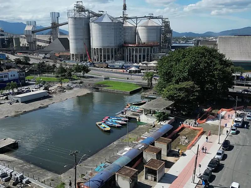 Revitalização da Bacia do Mercado: obra chega a 60% com construção de novos quiosques e bulevar