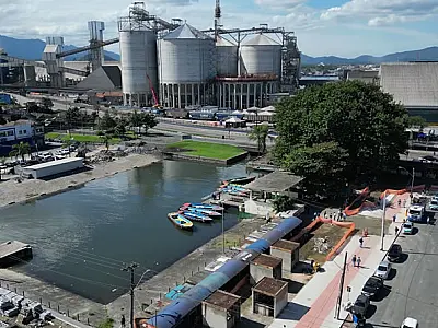 Revitalização da Bacia do Mercado: obra chega a 60% com construção de novos quiosques e bulevar