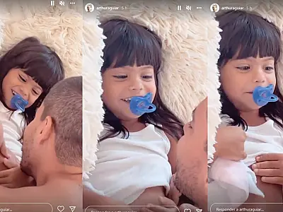 Arthur Aguiar mostra manhã de brincadeira e chamego com a filha após BBB
