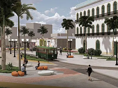Avança construção de fonte interativa em eixo turístico do Centro Histórico