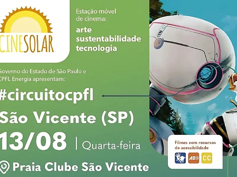 CineSolar leva cinema a energia solar e atrações gratuitas a São Vicente em 13 de agosto