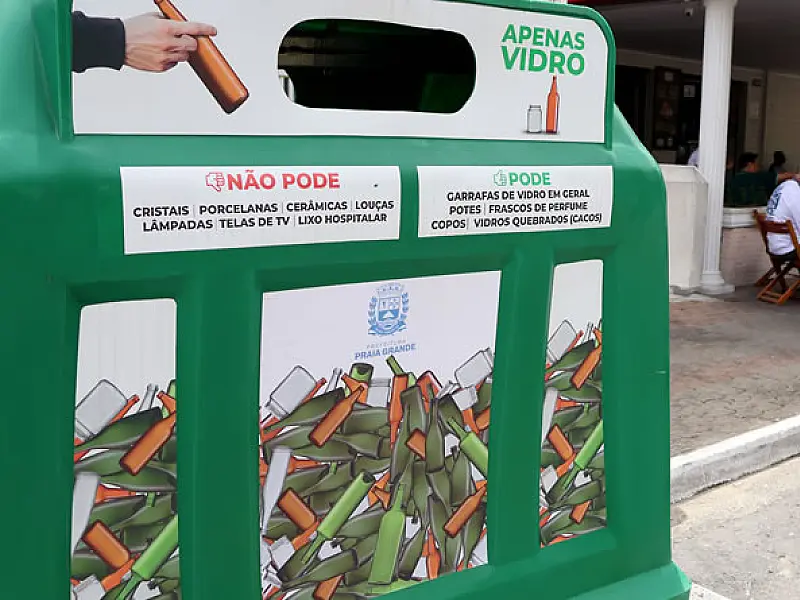 Contêineres para o  descarte de vidro são instalados em Praia Grande/SP