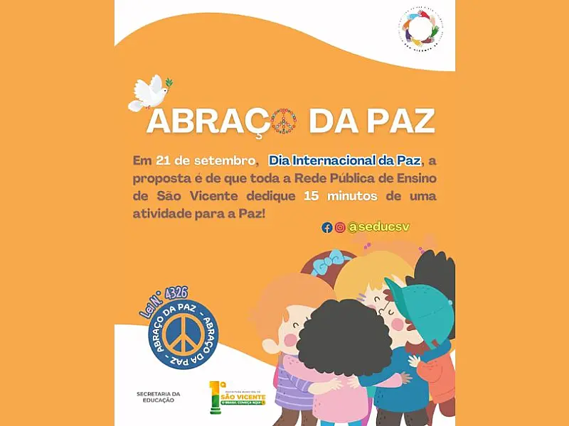 Núcleo de Cultura de Paz da Seduc promove 'Abraço Coletivo' nesta quinta