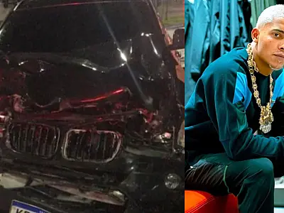 MC Poze publica foto de seu carro destruído após acidente