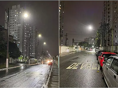 Modernização da iluminação pública beneficia ruas da Areia Branca, em Santos