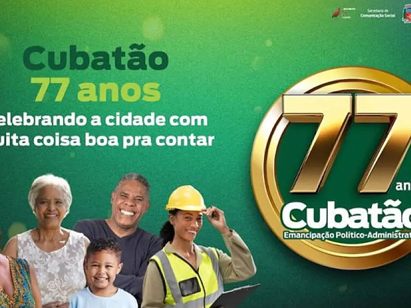Cubatão celebra 77 anos com programação especial e show de Simone Mendes no dia 9 de abril