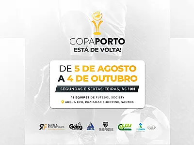 Copa Porto irá movimentar 12 equipes de futebol society a partir de 5 de agosto na Arena Evo