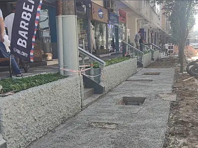 Começa a construção do primeiro trecho de calçada da Rua Trabulsi em Santos
