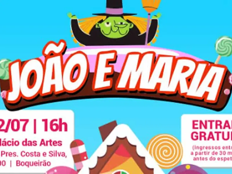 Peça infantil "João e Maria" é atração gratuita neste sábado (12) em Praia Grande/SP
