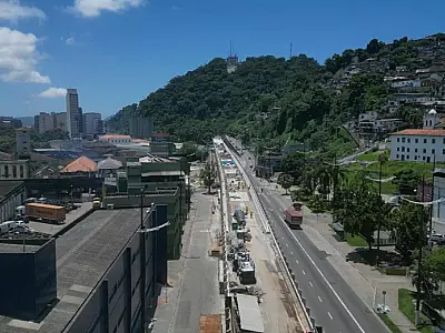 Com 90% das obras concluídas, elevado no Centro de Santos reabre ao tráfego no dia 31