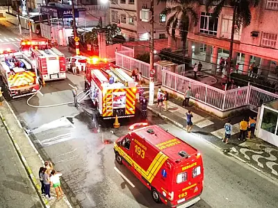 Incêndio em apartamento faz moradores evacuarem prédio em São Vicente