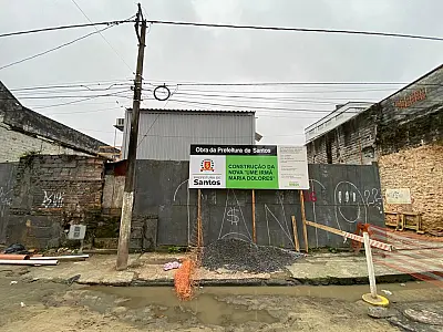 Construção de nova escola na Vila Nova, em Santos, está na fase de fundação