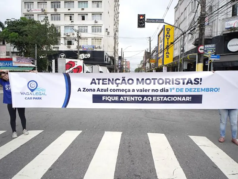 Zona Azul e Verde começam a valer a partir de 1º de dezembro em São Vicente