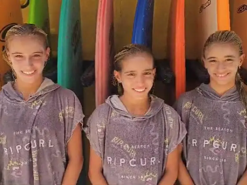 Trigêmeas do Surf inspiram alunos do Projeto Ondas