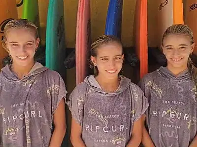 Trigêmeas do Surf inspiram alunos do Projeto Ondas