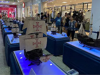 Exposição no Brisamar Shopping 'viaja no tempo' e retrata história do descobrimento