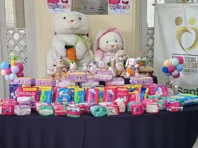 Fundo Social de Santos recebe doação de 90Kg de alimentos e 150 pacotes de absorvente