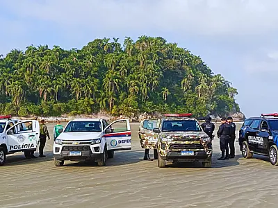 Força-tarefa retira homem e desmonta dois acampamentos irregulares Ilha Urubuqueçaba, em Santos