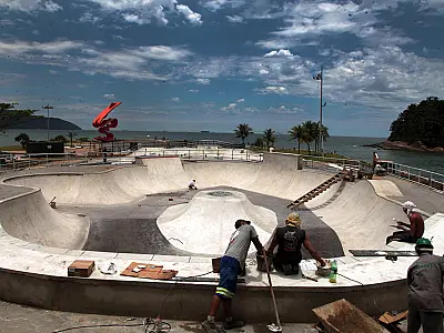 Novo Quebra-Mar: skatepark está com obras na reta final em Santos