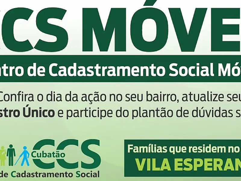 Prefeitura de Cubatão leva Central de Cadastramento Social Móvel para a Vila Esperança no sábado 28