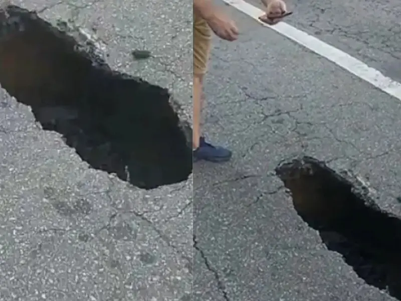 Buraco na Av. Ana Costa causa transtornos no trânsito da região