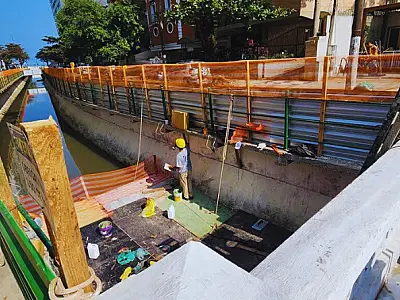 Ciclovia do canal 4, em Santos, recebe obras de reforço