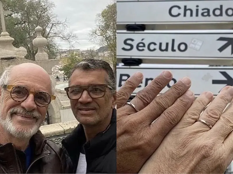Marcos Caruso se casa com o namorado aos 70 anos em Lisboa, em Portugal