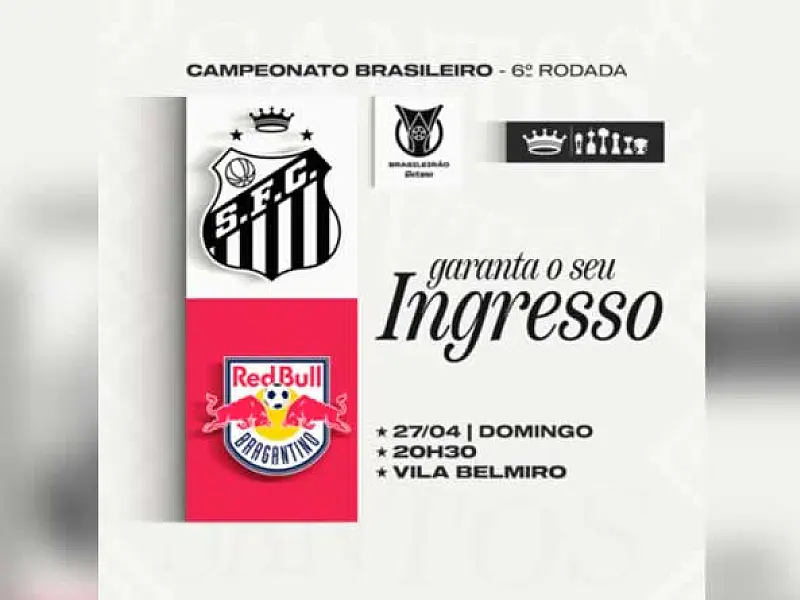 Venda de ingressos para a partida entre Santos FC e Red Bull Bragantino