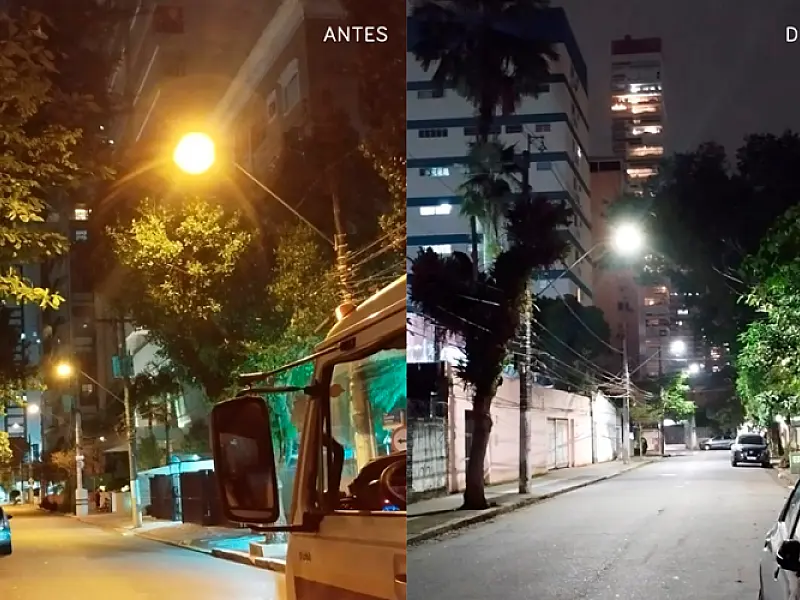 Bairros Boqueirão e Gonzaga, em Santos (SP), recebem nova iluminação LED