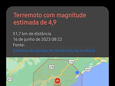 Tremores de magnitude 4,9 foram sentidos em algumas cidades da Baixada Santista