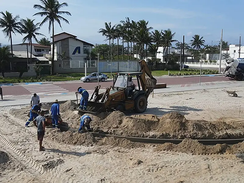 Avançam as obras do novo parque linear do Cibratel, em Itanhaém