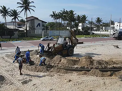 Avançam as obras do novo parque linear do Cibratel, em Itanhaém
