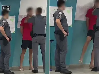 Policial Militar aperta pescoço de aluno de 16 anos em escola de Santos