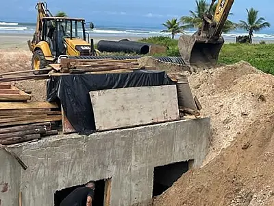 Prefeitura de Bertioga realiza obras de drenagem em Boraceia