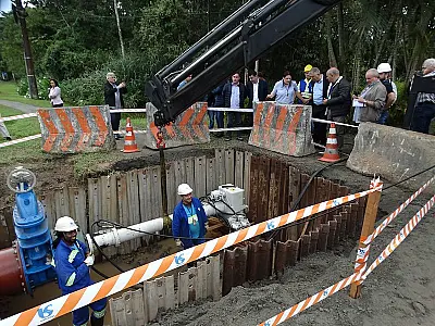 Prefeito Válter Suman faz visita técnica às obras de nova captação de água da Sabesp