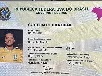 Bruno Mars ganha Carteira de Identidade Nacional gigante em show de BH