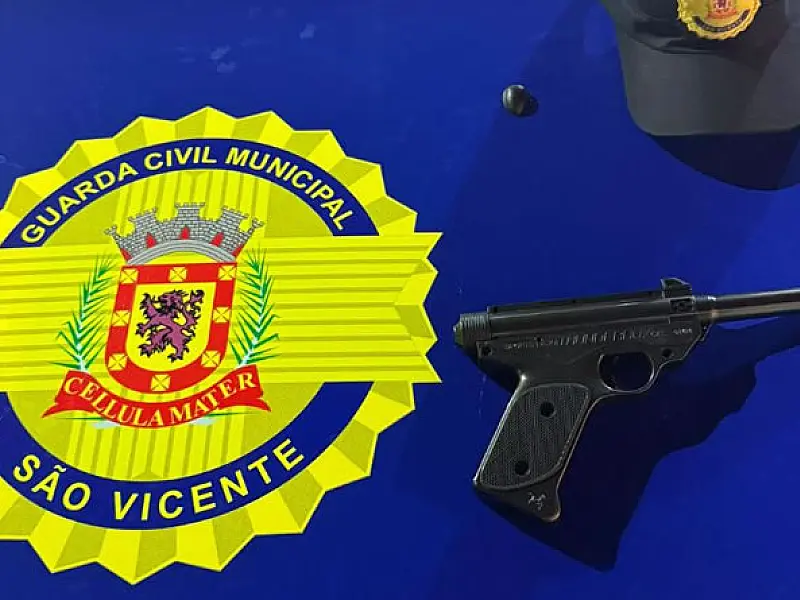 Em patrulhamento no feriado, GCM de São Vicente prende indivíduo com simulacro de arma de fogo