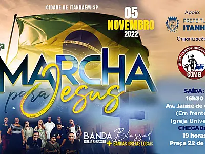 23° Marcha para Jesus acontece neste sábado, dia 5, com concentração na Jaime de Castro