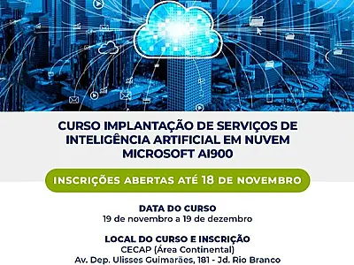 São Vicente abre 80 vagas para Curso de Implantação de Serviços de Inteligência Artificial em Nuvem
