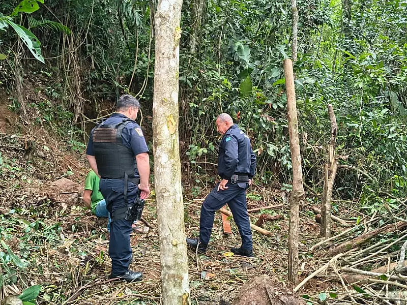 Ação conjunta flagra desmatamento em APP e conduz responsável à Delegacia em Mongaguá