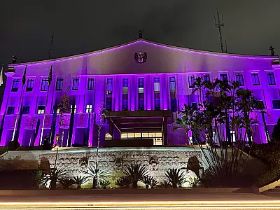Palácio dos Bandeirantes se ilumina de lilás e marca início do mês de combate à violência contra a mulher