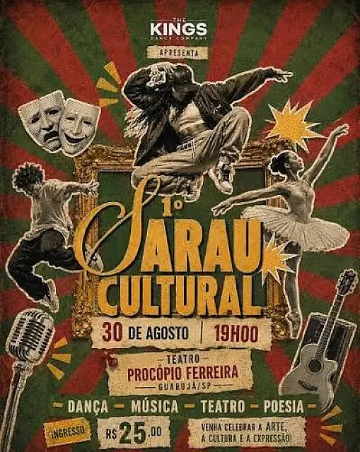 Sarau Cultural The Kings é neste domingo (31) em Guarujá