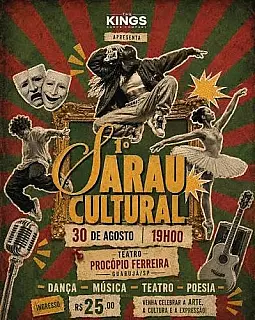 Sarau Cultural The Kings é neste domingo (31) em Guarujá