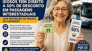 Procon-SP informa: pessoas idosas de baixa renda têm direito a 50% de desconto em passagens interestaduais a qualquer momento