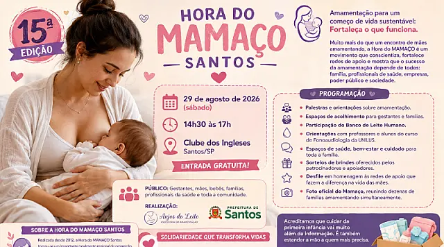 15ª Hora do MAMAÇO Santos celebra 15 anos fortalecendo famílias e promovendo a amamentação