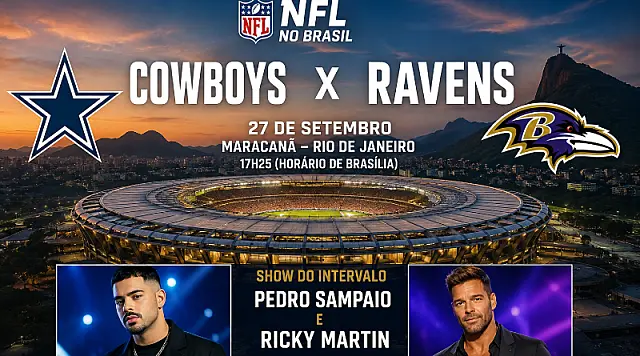 NFL confirma Cowboys x Ravens no Maracanã com show de Pedro Sampaio e Ricky Martin